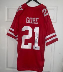 FRANK GORE #21 SAN FRANCISCO 49ERS Autographed SIGNED 75th anniversary RED Home JERSEY Beckett Hologram WITNESS Certificate of Authenticity