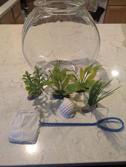 Fish bowl with accessories