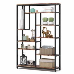 Tribesigns Bookshel f, 9-Open Shel f Industrial Etagere Bookcase e, Vintage Book Shel ves Display Shel f for Bedroom, Office, Living Room