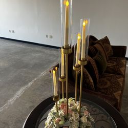 Candle And Flower Centerpiece