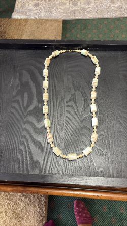 Vintage Agate Bead And Pear Necklace 