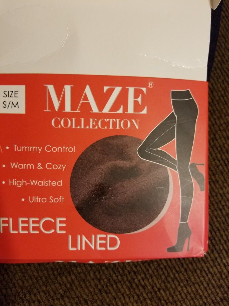 Women's Maze Collection Fleece Lined Leggings Tummy Control Size S/M