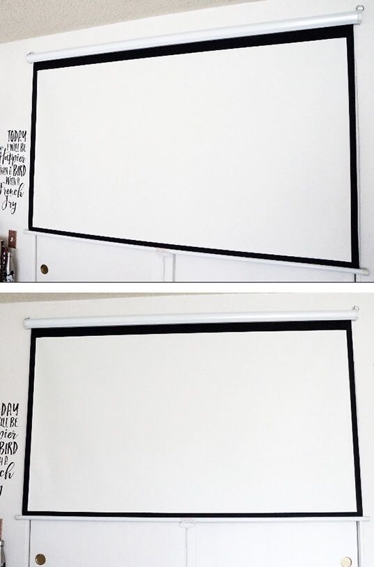 (NEW) $45 Manual 100” 16:9 Projector Screen Manual Pull Down Matte White Viewing Area: 87”x49”