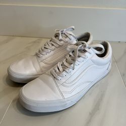 Men’s White Leather Vans Size 11