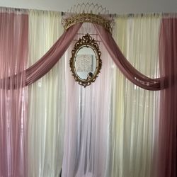 Quinceañera Candy Table  Back Drop Curtains - Blush, Dusty Rose 