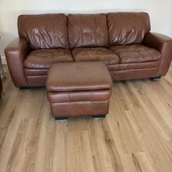 Leather Sofa, Loveseat, Ottoman