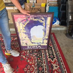 Framed ROMA BY TRAIN POSTER 32X20