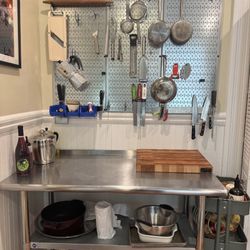 Stainless steel workbench Table and peg board