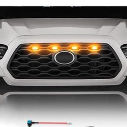 Black Matte Grill With Raptor Lights Led Amber For Toyota Tacoma 