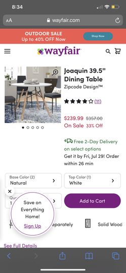 Joaquin 39.5” Dining Table