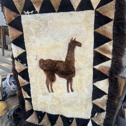 Authentic Vintage Alpaca Wall hanging Or Rug