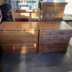 2 Commercial quality grade solid wood 2-drawer legal size or standard file cabinet $40 ea