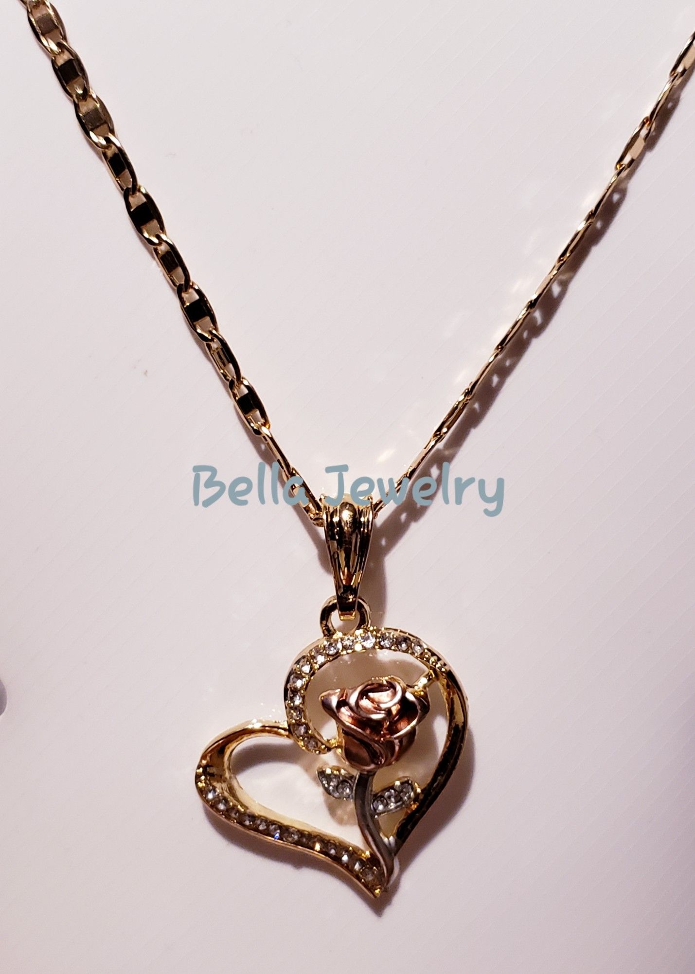 Gold Plated Rose Heart Necklace