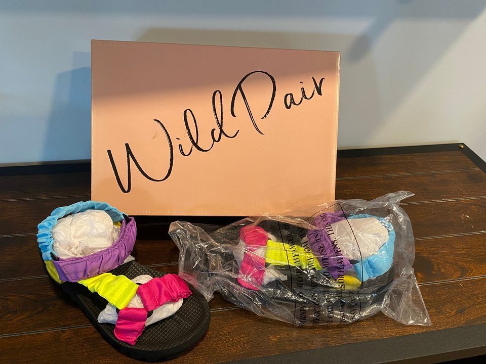 Wild Pair Kendie Sporty Wedge Sandals, Multi Satin - Size 5