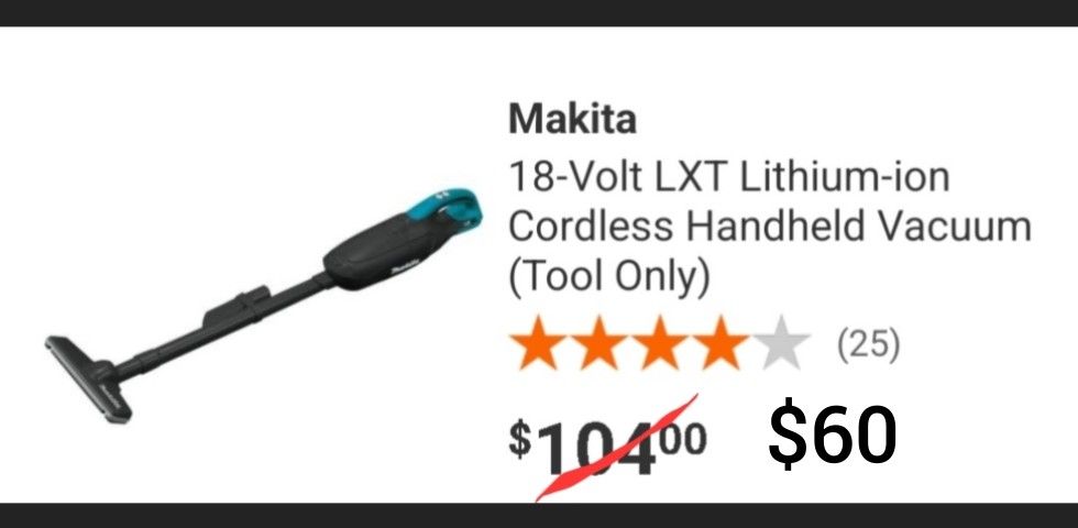 Makita 18-Volt LXT Lithium-ion Cordless Handheld Vacuum (Tool Only)