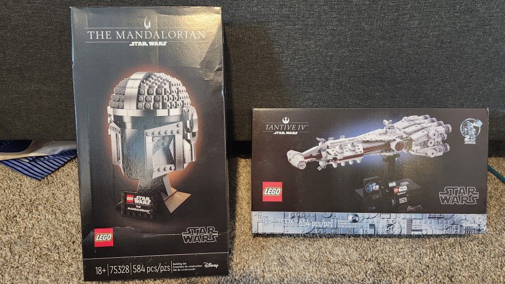 Star Wars Legos unopened. Mandalorian Helmet and Tantive IV
