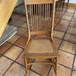 Pristine Antique Oak And Brass Rocking Chair