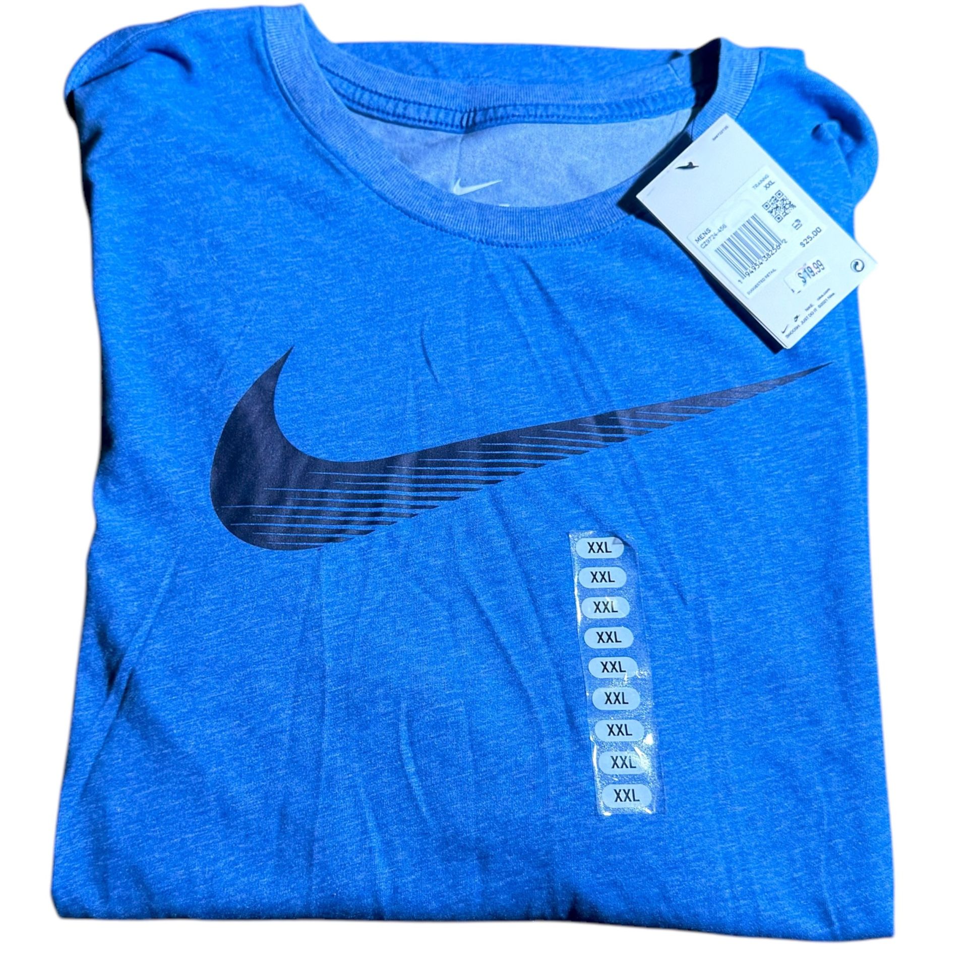 Nike DRI FIT T-shirt Blue with Blue Nike Logo Size XXL Double Extra Large, NWT!