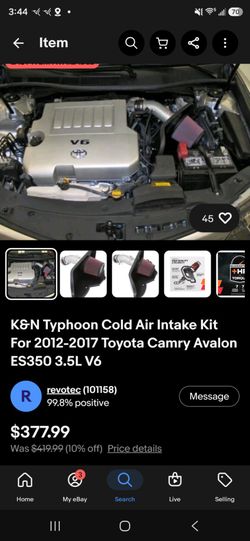 KN cold air intake toyota avalon camry es350