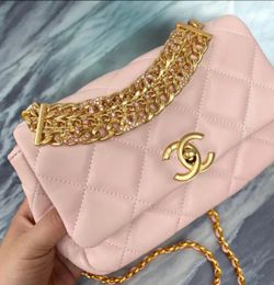 Chanel beauty makeup bag cosmetic chain quilted leather