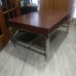  2 Coffee Display Tables Or TV Stands Steel Framed Wood Top