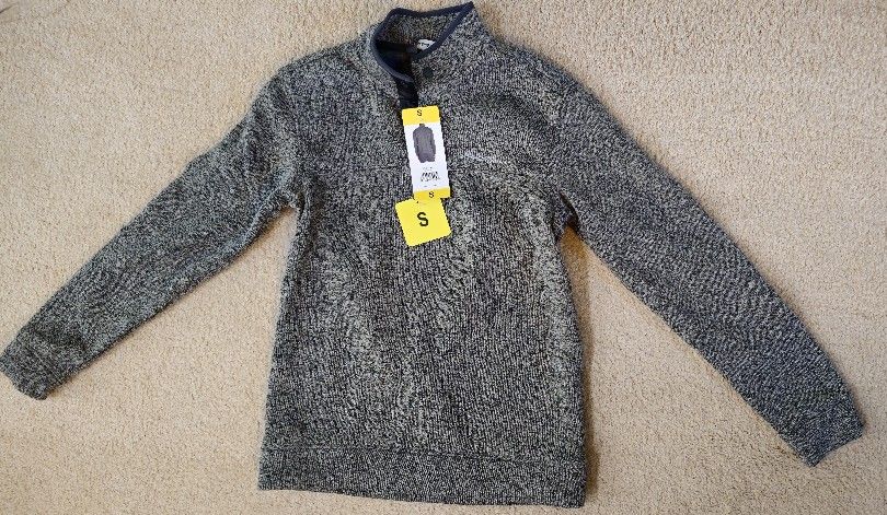 Eddie Bauer Radiator Fleece Snap Button Mock Pullover Sweater, Charcoal, Small