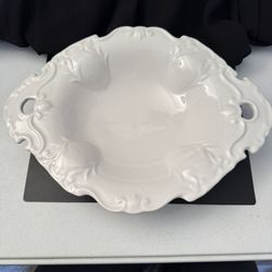 White Ceramic Oval Serving Bowl