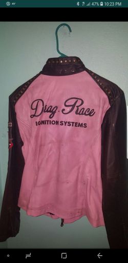 Wilson Leather Jacket Drag Style..Size Xl Womens..Color Pink/Brown worn out look...Like New!