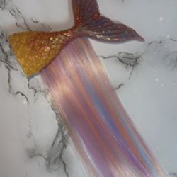 Mermaid tail hair extension clip Rainbow