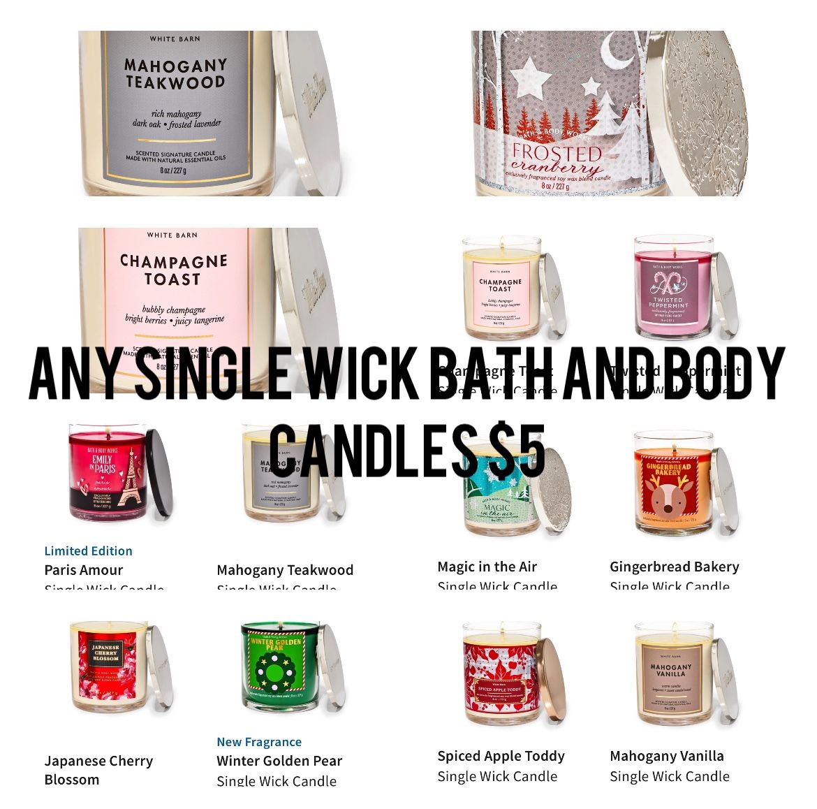 Any Single Wick Bath And Body Candles