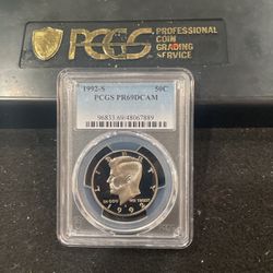 1992 S Gem Proof Kennedy Half Dollar Graded At PR69 With A Deep Cameo 10-16