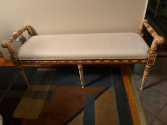 Antique carved wood window bench