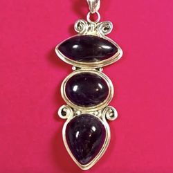 Sterling Amethyst 19” Statement Necklace 