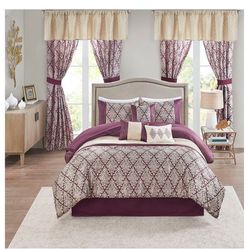 Madison Park Purple and Cream Comforter Set