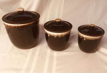 Mid Century Brown Drip Canisters set