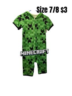 Minecraft Creeper Kids Romper Size 7/8 great condition 💖💖042426 M19