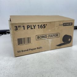 Bulk Bond Paper Rolls, 3 Inch 1 Ply 165, Pack Of 50, New Good Quality Bond Paper