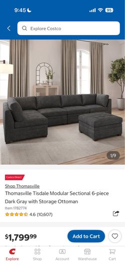 Gray sectional couch Costco sofa