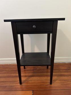 IKEA Hemnes Side Table Nightstand Black Brown Wood Drawer