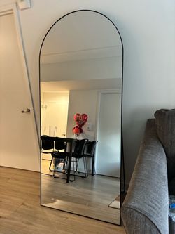Full-Length Arched Floor Mirror Black Frame