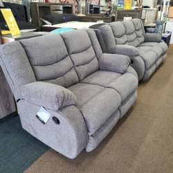 90 Days Payment Plan New In Box Ashley Gray Color Recliner Livingroom Set Special Sofa And Loveseat 