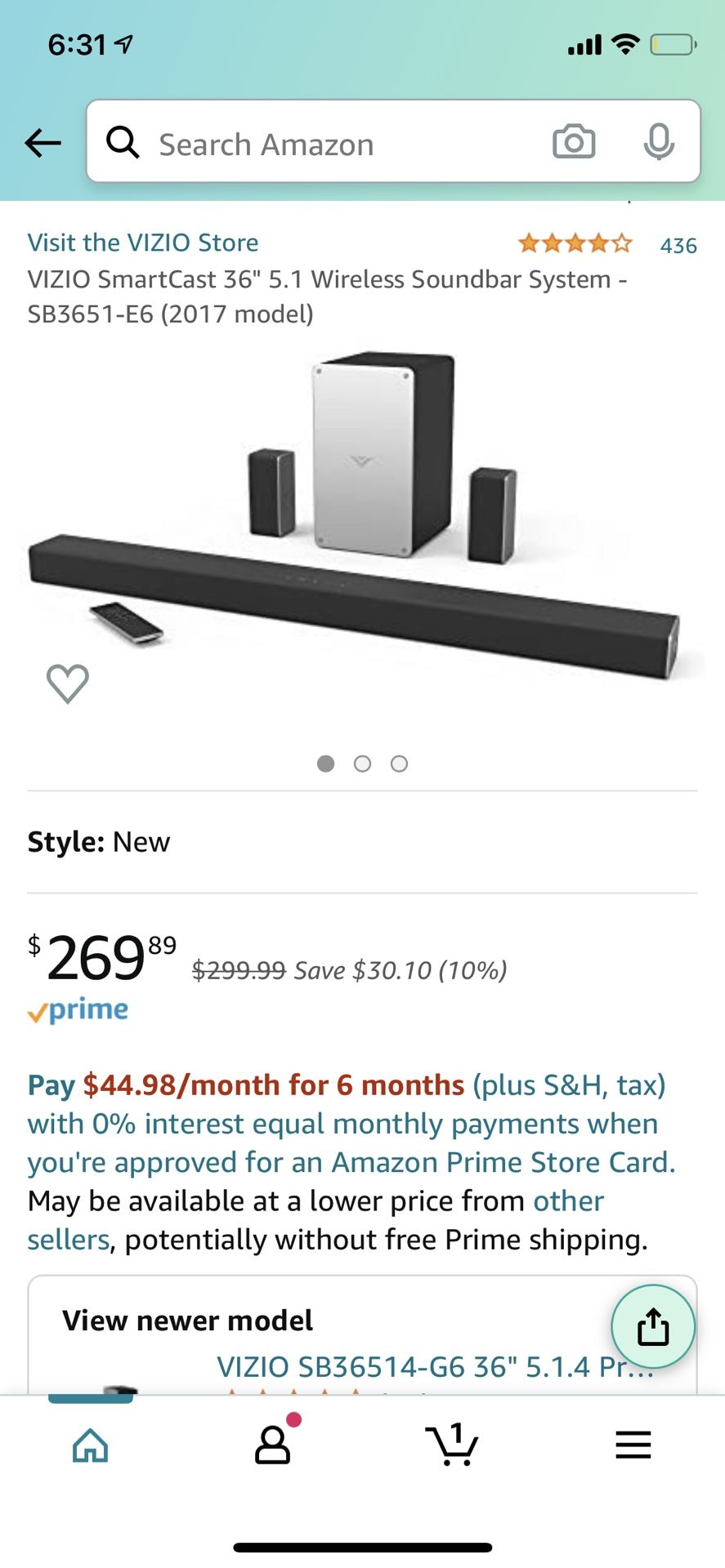 VIZIO SmartCast 36" 5.1 Wireless Soundbar System - SB3651-E6