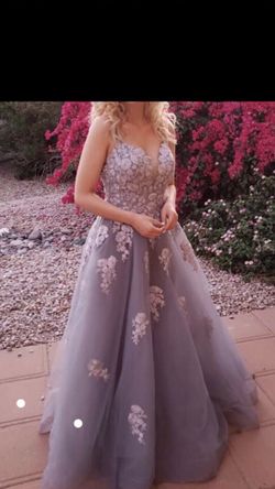 La Femme 26236 Prom Platinum Gray Dress Size 8