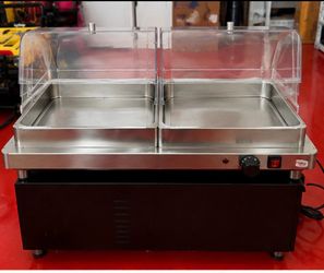 Cadco Commercial Food Warmer / Buffet Server – Dual Pan Stainless Steel