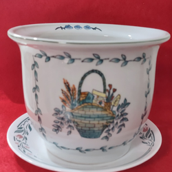 Chinese Flower Pots w/ Plate 6" Tall x 6" W.