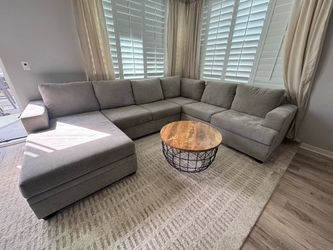 Gray L-Shaped Sectional Couch w/ table