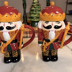 🎄2 ONEIDA BEVERAGE BUDDIES NUTCRACKER LATTE COVERED CHRISTMAS MUGS ☕️