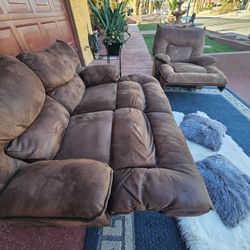 Beautiful Couch With Chair Suede With 3 RECLINER Totally Deep Clean Good Condition 