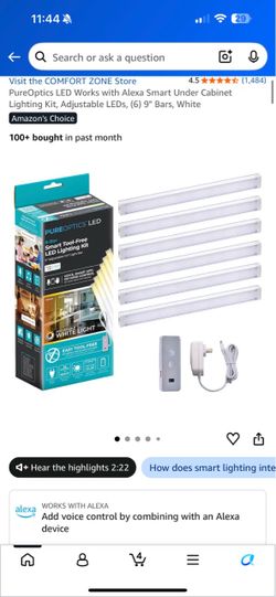 PureOptics LED Smart Under Cabinet Lighting Kit
