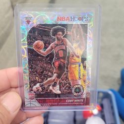 Coby White NBA Hoops Rookie Premium White Silver Scope Prizm Basketball